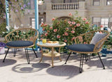Outdoor Leisure Set, 2 Rattan Single Chairs with A Glass Round Table, Perfectly Suited for N711P256422V