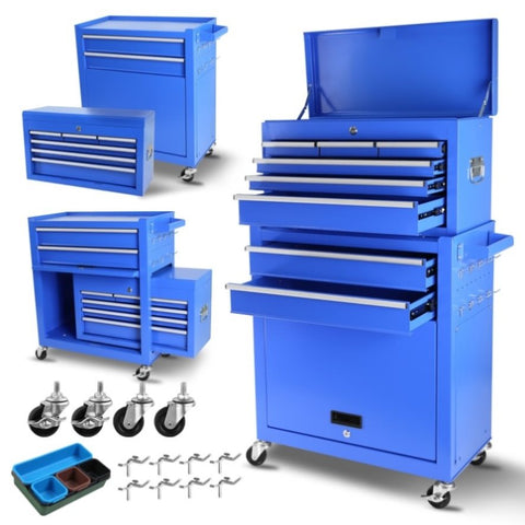 ZUN Rolling Tool Chest with Wheels and 8 Drawers, Detachable Large Tool Cabinet with Lock for Garage, W1239132602