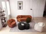 360&deg Swivel Mid Century Modern Curved Sofa, 1-Seat Cloud couch Boucle sofa Fabric Couch, Orange W876P199948