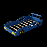 ZUN Wooden Race Car Bed,Car-Shaped Platform Twin Bed with Wheels For Teens,Blue & Yellow WF310553AAC