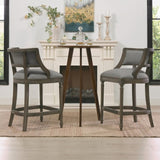 Paris 26.5" Farmhouse Counter Height Bar Stool with Backrest, Heathered Grey Linen B2719P238378