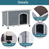 Medium Wooden Outdoor Dog House, Waterproof Roof, Elevated Floor, Adjustable Plastic Feet, Grey W142763829