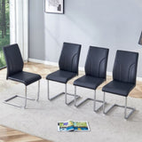 ZUN 4 Dining Chair Set, Black Dining Chair Set, PU Material High Back Seat and Sturdy Leg Chair, W1151P203802