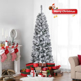 ZUN 6 FT Snow Flocked Hinged Tree, Artificial Pencil Tree, Unlit Artificial 08941158