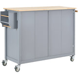 Kitchen Island Cart with Solid Wood Top and Locking Wheels,54.3 Inch Width,4 Door Cabinet and Two 49541331
