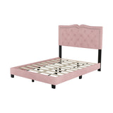 Full Size Upholstered Bed Frame with Rivet Design, Modern Velvet Platform Bed with Tufted WF317301AAH