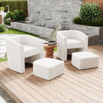 ZUN Accent chair white sofa chair one set, modern living room side chair, single sofa chair, footstool W1727P240730