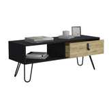 ZUN Huna Coffee Table with Hairpin Legs and Ample Storage Drawer B200P173213