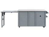 78.3" Outdoor Kitchen Island with Foldable Grill Table, Wooden Outdoor Grill Cart with Trash Can 28665239