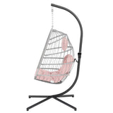 ZUN Outdoor Wicker Rattan Swing Chair Hammock chair Hanging Chair with Aluminum Frame and Blue Cushion W349110628