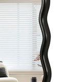 Solid Wood Wavy Square Mirror-Black 36" x 36" Modern Mirror Wall Decor for Bathroom, Bedroom, Living W1445P189617
