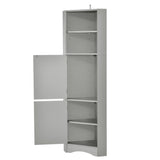 ZUN Tall Bathroom Corner Cabinet, Freestanding Storage Cabinet with Doors and Adjustable Shelves, MDF 45790350