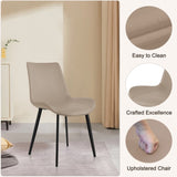 ZUN Tan PU Leather Dining Chair with Metal Legs, Modern Upholstered Chair Set of 4 for Kitchen, W2236P194100