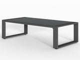 Coffee Table - Powder-Coated Aluminum and Glass Lightweight Table- Versatile Use- Rectangular - Gray B082P232965
