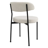 ZUN Boucle Upholstered Dining Chairs with Curved Backrest & Metal Legs Set of 2, Beige W2740P214245