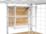 Full Size Metal Loft Bed with Built-in Work Station, Wardrobe, Storage Staircase and LED, White 78792217