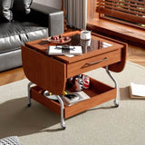 ZUN Modern Extended Coffee Table with Wheels, Folding Coffee Table with 1 drawer and 2-Tier Storage, N735P231426N