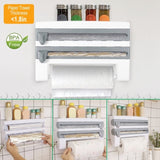 Magnetic Plastic Wrap Dispenser with Cutter - Refillable Aluminum Tin Foil and Plastic Wrap 09447202