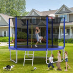 ZUN 10FT Trampoline for Kids, Basketball Hoop and Ladder, Outdoor Kids Trampoline with Safety K1163P147163