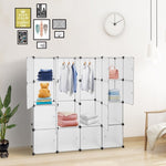 ZUN Modular Closet Organizer Plastic Cabinet, 16 Cube Wardrobe Cubby Shelving Storage Cubes Drawer Unit, 66443111