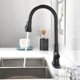 ZUN Single Handle High Arc Pull Out Kitchen Faucet,Single Level Stainless Steel Kitchen Sink Faucets 30523616