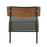 Fiji Contemporary Accent Chair in Grey Faux Leather with Walnut Wood Accent by LumiSource B202P223854