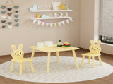 Kids Table and Chair Set with 2 Bunny Chairs, Children's Wooden Activity Table for Toddlers, Cute 80159869
