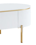 ZUN ACME Daveigh Coffee Table, White High Gloss & Gold Finish LV02464