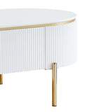 ZUN ACME Daveigh Coffee Table, White High Gloss & Gold Finish LV02464