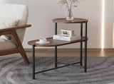 2 Tier Oval End Tables Wooden Small Side Table, 27" Round Coffee Table with Storage Tray, Modern 87944043