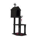 Gothic Cat Tree with Coffin Bed, 57" Cat Tower with Spacious Cat Condo, Scratching Posts, Hanging 12254559