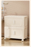 Cream White,19.69" Side Wide Folding Cabinet ,5 Tiers,19.69"11.81"50.00",Collapsible 83049585
