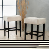 Set of 2, 26.75" Backless Leather Counter Height Barstool, Beige 74492.00FBGE