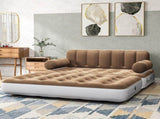 Queen Air Sofa Bed Mattress with Headboard & Pump for Home Camping Guests, Khaki 75562742