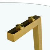 Modern minimalist style circular transparent tempered glass table, tempered glass tabletop, golden W1512P359306