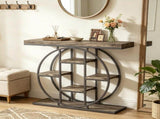 Industrial Sofa Table 39.4" Console Table with Storage Shelves Rustic Oak Finish for Living Room 44555541