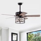 ZUN 52'' Low Profile Ceiling Fan with Lights,Blade Dark Wood Ceiling fan W1592P154458