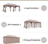 Patio Gazebo 10'x20', Outdoor Heavy Duty Party Tent Shelter With Double Roofs, Mosquito Nettings And 78464033