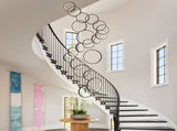 20 Ring High Ceiling Chandelier Foyer, Black Modern LED Large Staircase Long Chandeliers Light 69883940