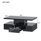 ZUN ON-TREND Modern Glossy Coffee Table With Drawer, 2-Tier Rectangle Center Table with LED lighting for WF297894AAB