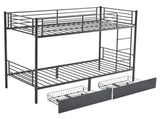 Twin Over Twin Convertible Bunk Bed with 2 Storage Drawers, Metal Bunk Bed Can 03534327