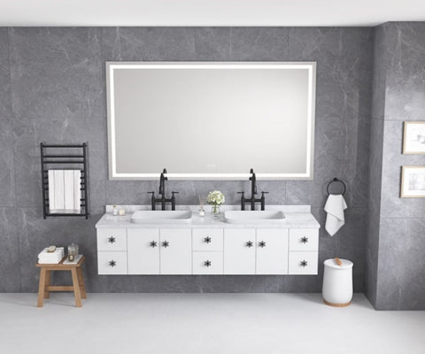 ZUN LED Bathroom Mirror 84 "x 48" with Front and Backlight, Large Dimmable Wall Mirrors with Anti-Fog, W928P177943