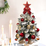 ZUN 22in Tabletop Christmas Tree with Light Artificial Small Mini Red Christmas Decoration with Flocked 91131217