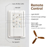 52-Inch Smart Ceiling Fan With Light and Remote,3 ABS Blades,18W Dimmable LED,With W934P336570