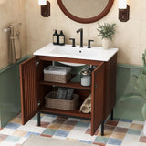 30" Vintage Bathroom Vanity with Ceramic Sink, Modern Bathroom Vanity Cabinet with 2 Soft-Close N817P245324B