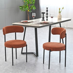 ZUN Brown Boucle Dining Chairs Set of 2,Mid-Century Modern Curved Backrest Chair,Round Upholstered W2533P171682