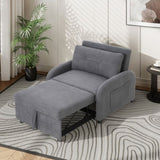 ZUN 3-in-1 Convertible Sleeper Sofa Bed with Pillow & Pocket, Loveseat Sleeper Chair in Soft Cotton 10086707