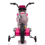 ZUN 12V Kids Ride on Toy Motorcycle, Electric Motor Toy Bike with Training Wheels for Kids 3-6, Rose Red W2181P164393