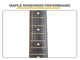 38 Inch Acoustic Guitar for Beginners, JF Body Shape, Basswood Folk Guitar in Matte Black, 6-String 06386937
