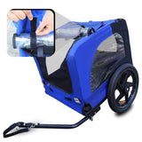 ZUN Blue High Quality 16 inch air wheel Pet Bike Trailer for Dogs Foldable Bicycle Pet Trailer W136456109